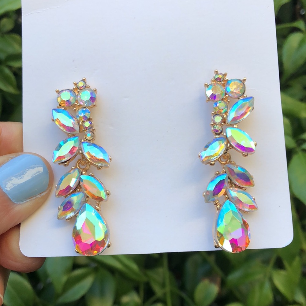 Stunning Aurora Borealis Statement Dangle Earrings - image 3